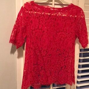 Anthropologie red lace top